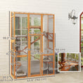 Load image into Gallery viewer, Catio Outdoor Cat Enclosure, Large Wooden Cat House with 6 Jumping Platforms, Scratching Post, 2 Ramps, Waterproof Roof, Outdoor Cat Cage for 2-3 Kittens, 64" x 24" x 99"
