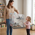 Load image into Gallery viewer, 3-Tier Hamster Cage, Portable Gerbil Cage with Exercise Wheel, Tunnel, Water Bottle, Food Dish, Hut, Ramp, for Dwarf Hamsters, Mouse, 17.7" x 11.8" x 17.7", Grey
