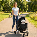 Load image into Gallery viewer, Dog Stroller, 3 in 1 Foldable Pet Stroller for Small Puppy Cat with Detachable Travel Carrier, 4 Wheels Dog Pram with Storage Basket, Seat Leashes, Mesh Window, Black
