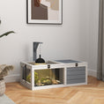 Load image into Gallery viewer, Tortoise House, Wooden Tortoise Enclosure, Tortoise Habitat with Lamp Holder, 2 Pull-Out Trays, Hideaway, Run, for Indoor, Outdoor, Light Grey
