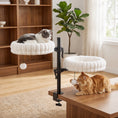 Load image into Gallery viewer, Cat Desk Bed for Indoor, Cat Hammock with 2 Removable Beds, 2 Hanging Balls for Desk, Windows, 360° Rotating & Height Adjustable, Holds Up to 24 lbs, White
