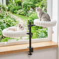 Load image into Gallery viewer, Cat Desk Bed for Indoor, Cat Hammock with 2 Removable Beds, 2 Hanging Balls for Desk, Windows, 360° Rotating & Height Adjustable, Holds Up to 24 lbs, White
