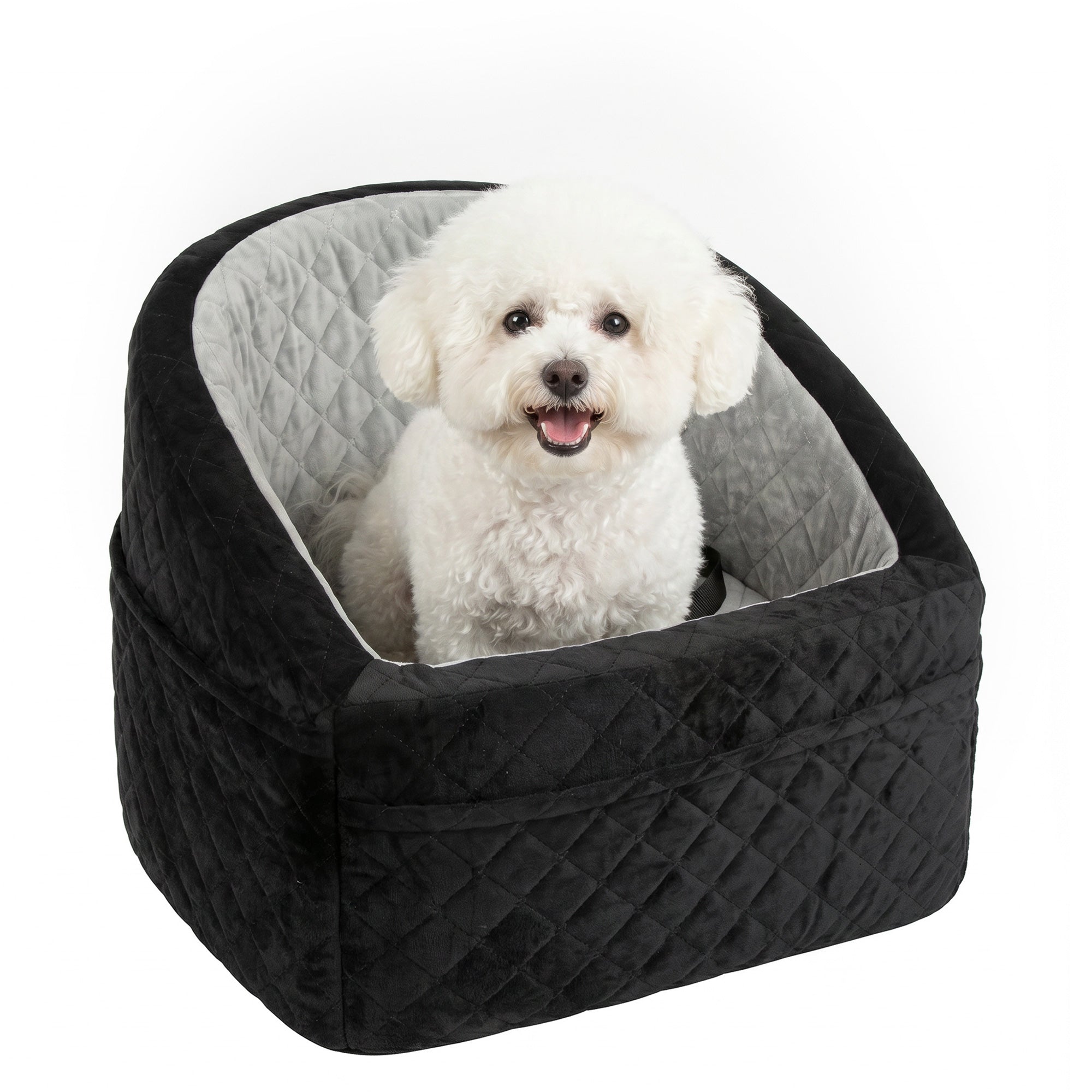 Dog Car Seat, Dog Booster Car Seat for Small Breeds Under 10kg, Portable Pet Travel Bed Detachable Washable with Adjustable Leash, Storage Pockets, Grey