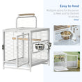 Load image into Gallery viewer, Bird Travel Carrier Cage for Parrots Conures African Grey Cockatiel Parakeets with Stand Perch, Stainless Steel Bowls, Pull Out Tray, White
