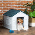 Load image into Gallery viewer, 26" Plastic Dog House Outdoor, Waterproof Dog Kennel with Air Vents, Pet Shelter for Small Medium Dogs, Blue
