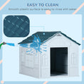 Load image into Gallery viewer, Plastic Dog House Outdoor Indoor, Weather-Resistant Dog Kennel, with Large Opening, for Medium Dogs, 65 x 75.7 x 63cm - White and Blue
