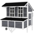 Load image into Gallery viewer, 43" Chicken Coop with Wheels, Mobile Chicken House with Nesting Box, Windows, Pull-out Tray, Perches, Wooden Chicken Tractor for 2-4 Hens, Rabbits, for Backyard, Patio, Gray
