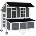 Load image into Gallery viewer, 43" Chicken Coop with Wheels, Mobile Chicken House with Nesting Box, Windows, Pull-out Tray, Perches, Wooden Chicken Tractor for 2-4 Hens, Rabbits, for Backyard, Patio, Gray
