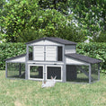Load image into Gallery viewer, 88.5" x 27.5" x 39.25" Deluxe Wooden Rabbit Hutch Backyard Bunny Cage Small Animal Living House with Outdoor Run, Grey
