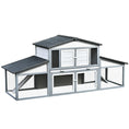 Load image into Gallery viewer, 88.5" x 27.5" x 39.25" Deluxe Wooden Rabbit Hutch Backyard Bunny Cage Small Animal Living House with Outdoor Run, Grey
