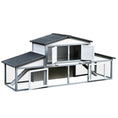 Load image into Gallery viewer, 88.5" x 27.5" x 39.25" Deluxe Wooden Rabbit Hutch Backyard Bunny Cage Small Animal Living House with Outdoor Run, Grey
