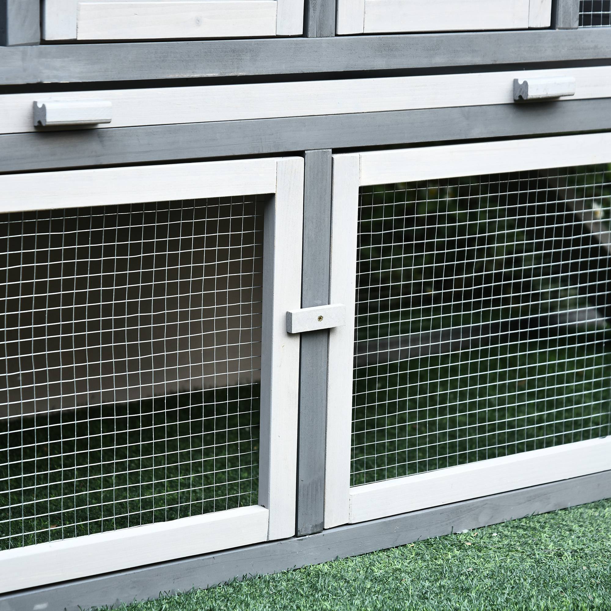 88.5" x 27.5" x 39.25" Deluxe Wooden Rabbit Hutch Backyard Bunny Cage Small Animal Living House with Outdoor Run, Grey