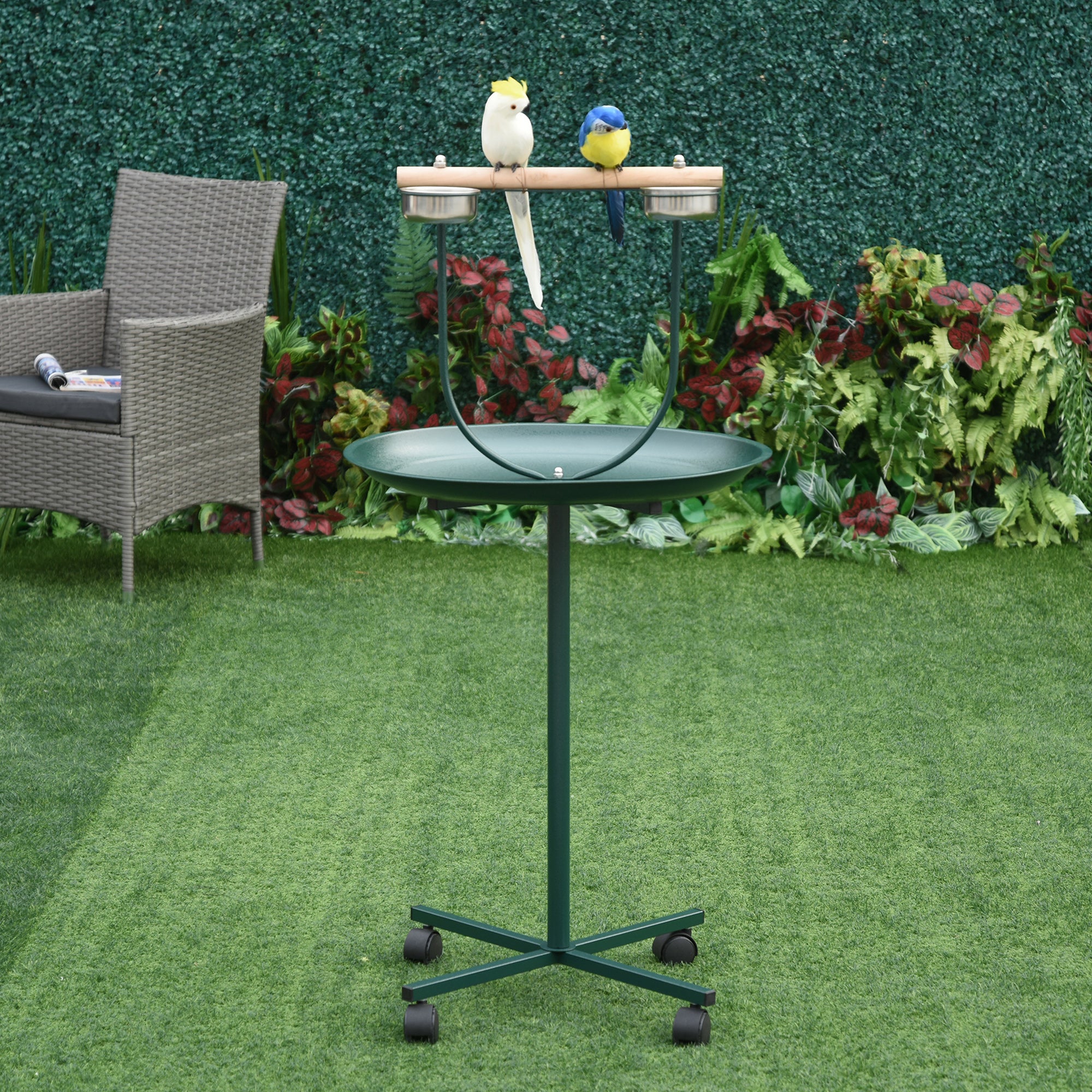 48" Rolling T-Stand Bird Training Activity Playground With Perch