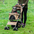 Load image into Gallery viewer, Dog Stroller, One-click Folding Pet Stroller with Cup Holder, 4 Wheels Travel Carrier w/ Brakes, 360° Swiveling Front Wheels, Storage Basket, for XS/Small Dogs Cats, Coffee
