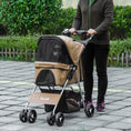 Load image into Gallery viewer, Dog Stroller, One-click Folding Pet Stroller with Cup Holder, 4 Wheels Travel Carrier w/ Brakes, 360° Swiveling Front Wheels, Storage Basket, for XS/Small Dogs Cats, Coffee
