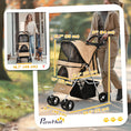 Load image into Gallery viewer, Dog Stroller, One-click Folding Pet Stroller with Cup Holder, 4 Wheels Travel Carrier w/ Brakes, 360° Swiveling Front Wheels, Storage Basket, for XS/Small Dogs Cats, Coffee
