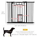 Load image into Gallery viewer, 30"H Tall Dog Gate, Pet Gate with Cat Door, Auto-Close Pressure-Mounted Steel Safety Gate Barrier, Double Locking for Doorways Hallways Stairs, Fits 29"-39.4"W, Black
