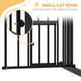 Load image into Gallery viewer, 30"H Tall Dog Gate, Pet Gate with Cat Door, Auto-Close Pressure-Mounted Steel Safety Gate Barrier, Double Locking for Doorways Hallways Stairs, Fits 29"-39.4"W, Black
