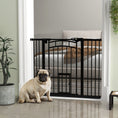 Load image into Gallery viewer, 30"H Tall Dog Gate, Pet Gate with Cat Door, Auto-Close Pressure-Mounted Steel Safety Gate Barrier, Double Locking for Doorways Hallways Stairs, Fits 29"-39.4"W, Black
