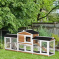 Load image into Gallery viewer, Large Rabbit Hutch Outdoor, 2-Tier Guinea Pig Hutch, Wooden Bunny Run, Small Animal House with Double Side Run Boxes, No-leak Plastic Tray, Ramp, 230 x 53 x 93.5cm, White

