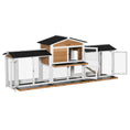 Load image into Gallery viewer, Large Rabbit Hutch Outdoor, 2-Tier Guinea Pig Hutch, Wooden Bunny Run, Small Animal House with Double Side Run Boxes, No-leak Plastic Tray, Ramp, 230 x 53 x 93.5cm, White
