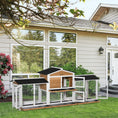 Load image into Gallery viewer, Large Rabbit Hutch Outdoor, 2-Tier Guinea Pig Hutch, Wooden Bunny Run, Small Animal House with Double Side Run Boxes, No-leak Plastic Tray, Ramp, 230 x 53 x 93.5cm, White
