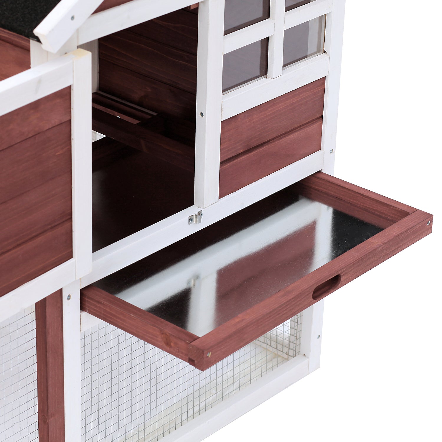 Rabbit Hutch Outdoor Wooden Guinea Pig Hutch Rabbit Run Bunny Cage Small Animal House Pull-Out Tray, Brown, 122 x 62.6 x 92 cm