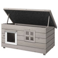 Load image into Gallery viewer, Outdoor Wooden Cat House, Elevated Cat Shelter Kennel, Pet Play House with Openable Top, Asphalt Roof, Window, 87 x 52 x 44 cm, Grey

