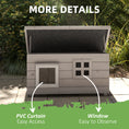 Load image into Gallery viewer, Outdoor Wooden Cat House, Elevated Cat Shelter Kennel, Pet Play House with Openable Top, Asphalt Roof, Window, 87 x 52 x 44 cm, Grey
