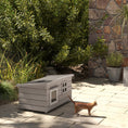 Load image into Gallery viewer, Outdoor Wooden Cat House, Elevated Cat Shelter Kennel, Pet Play House with Openable Top, Asphalt Roof, Window, 87 x 52 x 44 cm, Grey

