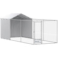 Load image into Gallery viewer, PawHut Large Outdoor Dog Kennel, Heavy Duty Dog Kennel Outside with Waterproof & UV-Resistant Cover, Rotating Bowls Door, Galvanized Chain Link Dog Run for Medium & Large Dogs, 19.7' x 7.5' x 7.5'
