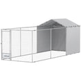 Load image into Gallery viewer, PawHut Large Outdoor Dog Kennel, Heavy Duty Dog Kennel Outside with Waterproof & UV-Resistant Cover, Rotating Bowls Door, Galvanized Chain Link Dog Run for Medium & Large Dogs, 19.7' x 7.5' x 7.5'

