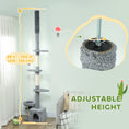Load image into Gallery viewer, Floor to Ceiling Cat Tree, 4 Tiers Cat Tower, Adjustable Height 89-100", Tall Kitty Climbing Tower w/ Scratching Post, Condo, Bed, Perches, Dangling Ball for Indoor Kittens
