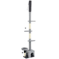 Load image into Gallery viewer, Floor to Ceiling Cat Tree, 4 Tiers Cat Tower, Adjustable Height 89-100", Tall Kitty Climbing Tower w/ Scratching Post, Condo, Bed, Perches, Dangling Ball for Indoor Kittens

