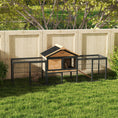Load image into Gallery viewer, Rabbit Hutch Outdoor, Wooden Guinea Pig Hutch with Steel Run, Removable Leak Proof Tray, Water-Resistant Roof, Ramp, Small Animal House for 2-3 Bunnies, Guinea Pigs, 217 x 53 x 86 cm
