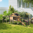 Load image into Gallery viewer, Rabbit Hutch Outdoor, Wooden Guinea Pig Hutch with Steel Run, Removable Leak Proof Tray, Water-Resistant Roof, Ramp, Small Animal House for 2-3 Bunnies, Guinea Pigs, 217 x 53 x 86 cm
