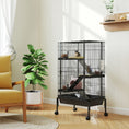 Charger l'image dans la visionneuse de la galerie, 47"H Ferret Cage, Large 4-Tier Guinea Pig Cage with Wheels, Ramps, Bowl, Water Bottle & Removable Tray, Metal Small Animal Habitat for Rabbits, Chinchillas, Black
