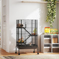 Charger l'image dans la visionneuse de la galerie, 47"H Ferret Cage, Large 4-Tier Guinea Pig Cage with Wheels, Ramps, Bowl, Water Bottle & Removable Tray, Metal Small Animal Habitat for Rabbits, Chinchillas, Black
