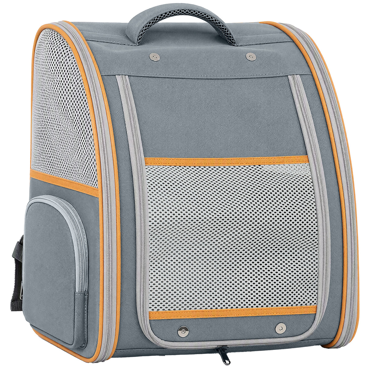 Cat Backpack Carrier, Foldable Pet Carrier for Mini Dogs and Cats Up to 5 kg, Pet Travel Bag with Mesh Window, Side Pocket for Travel and Outdoor Activities, Grey
