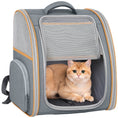 Load image into Gallery viewer, Cat Backpack Carrier, Foldable Pet Carrier for Mini Dogs and Cats Up to 5 kg, Pet Travel Bag with Mesh Window, Side Pocket for Travel and Outdoor Activities, Grey
