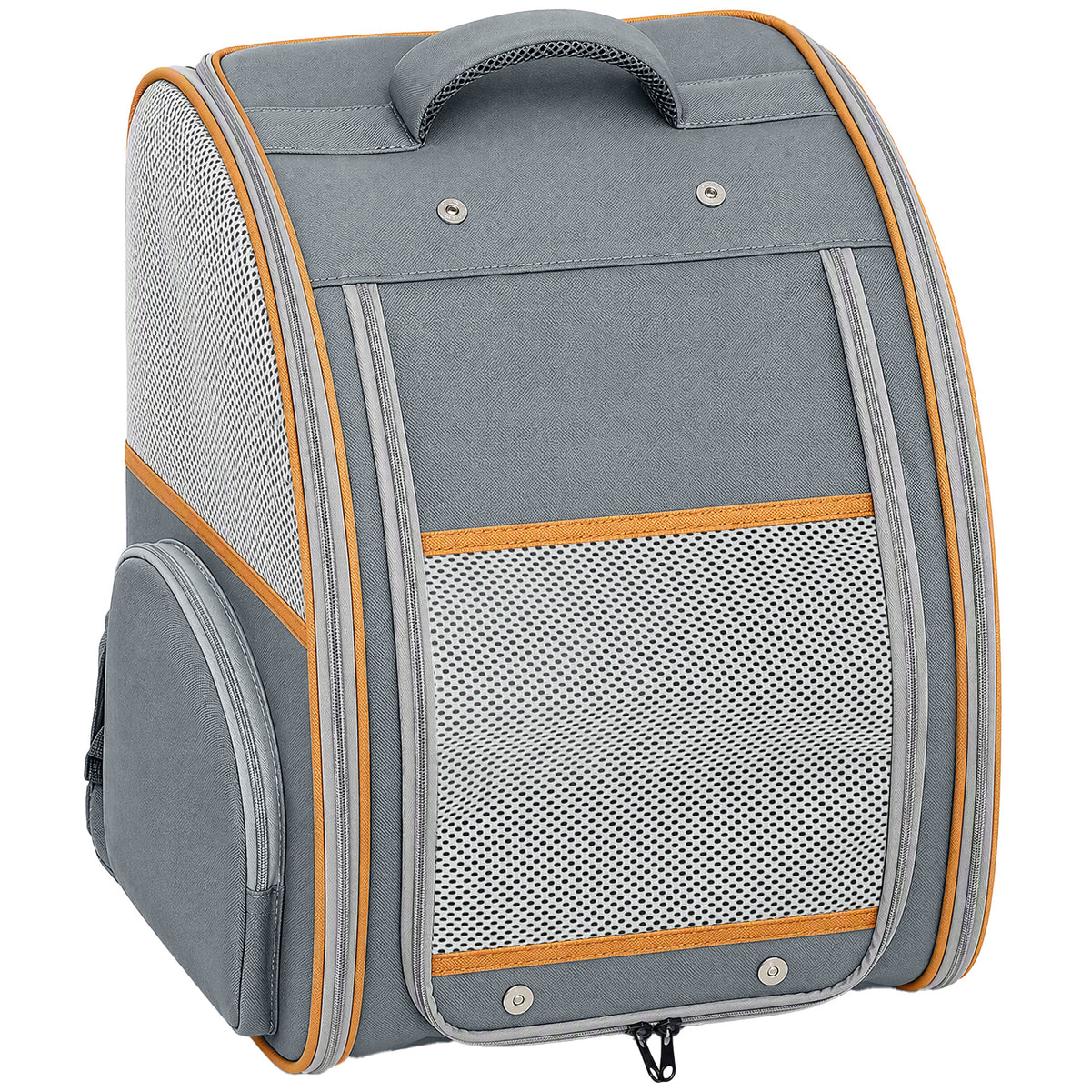 Cat Backpack Carrier, Foldable Pet Carrier for Mini Dogs and Cats Up to 5 kg, Pet Travel Bag with Mesh Window, Side Pocket for Travel and Outdoor Activities, Grey
