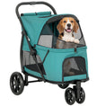 Load image into Gallery viewer, Dog Stroller, 3 Wheels Pet Stroller with Dual Entry, Easy One-Click Quick Fold, Mesh Windows, Washable Cushion, Pet Travel Buggy for Small and Medium Dogs and Cats, Dark Green
