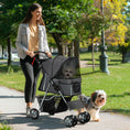 Load image into Gallery viewer, Pet Stroller for Small Miniature Dogs Cats Foldable Travel Carriage with Wheels Zipper Entry Cup Holder Storage Basket Grey
