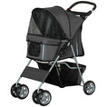 Load image into Gallery viewer, Pet Stroller for Small Miniature Dogs Cats Foldable Travel Carriage with Wheels Zipper Entry Cup Holder Storage Basket Grey
