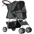Load image into Gallery viewer, Pet Stroller for Small Miniature Dogs Cats Foldable Travel Carriage with Wheels Zipper Entry Cup Holder Storage Basket Grey
