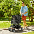 Load image into Gallery viewer, Pet Stroller for Small Miniature Dogs Cats Foldable Travel Carriage with Wheels Zipper Entry Cup Holder Storage Basket Grey
