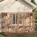 Load image into Gallery viewer, Catio Outdoor Cat Enclosure Window, Outdoor Cat House with Weather Protection Roof for 1-4 Kitties, Wooden Frame, Shelves & Bridges, 118" x 37.5" x 74", Orange
