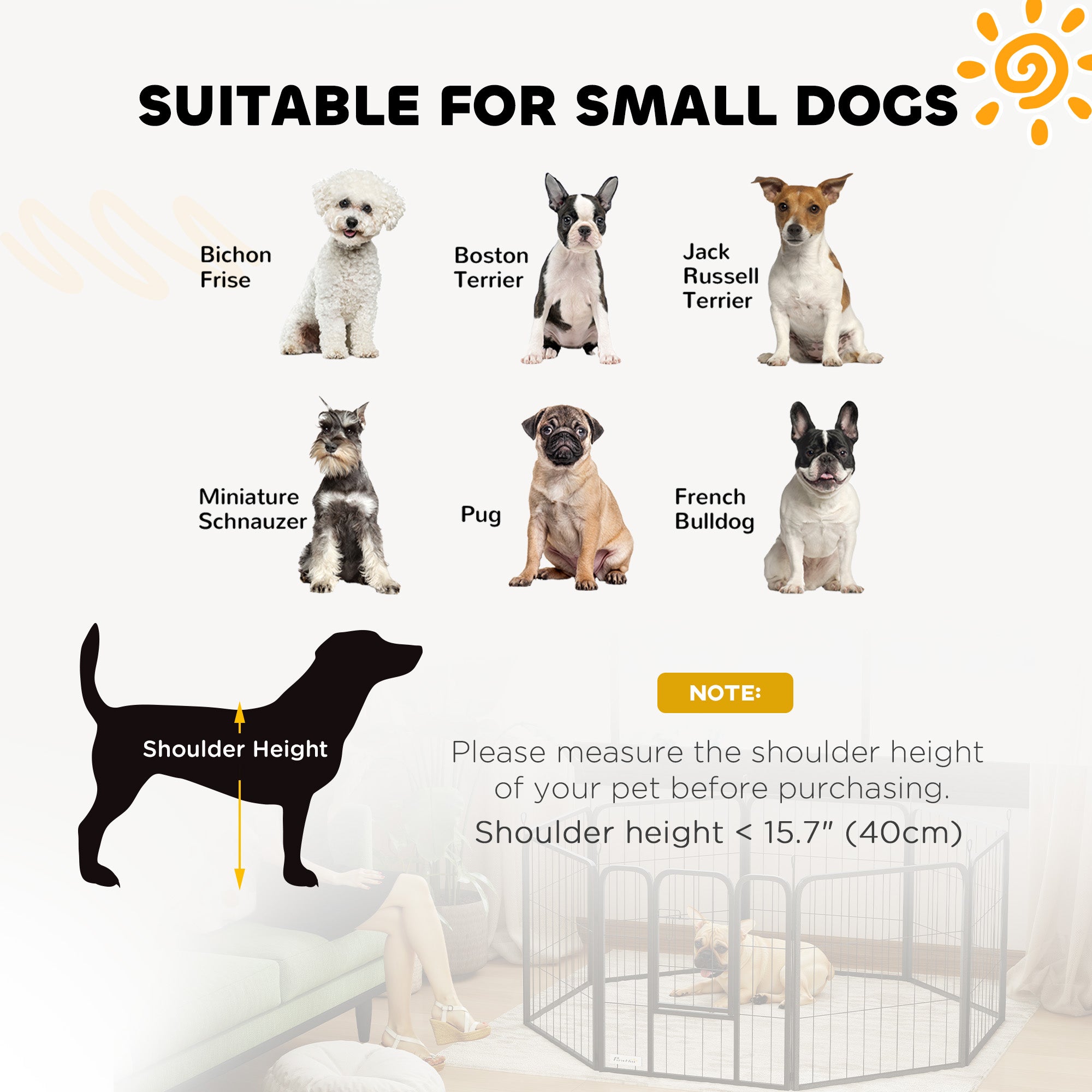 8 Panels Dog Playpen, 22"W x 24"H Heavy Duty Pet Fence with Door & Strap for Indoor Outdoor Backyard Garden, Portable & Foldable Puppy Pet Playpen for Small Dogs