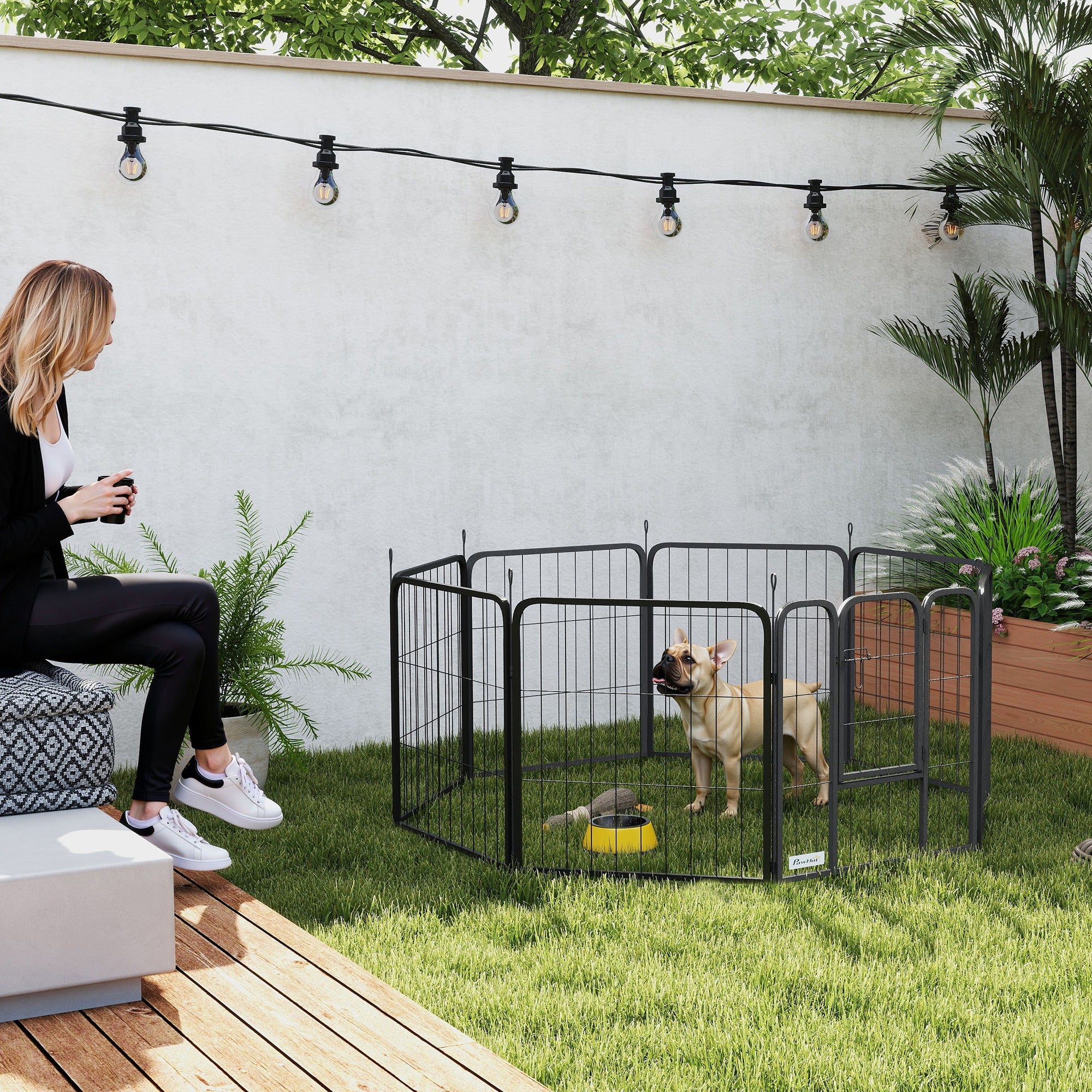 8 Panels Dog Playpen, 22"W x 24"H Heavy Duty Pet Fence with Door & Strap for Indoor Outdoor Backyard Garden, Portable & Foldable Puppy Pet Playpen for Small Dogs