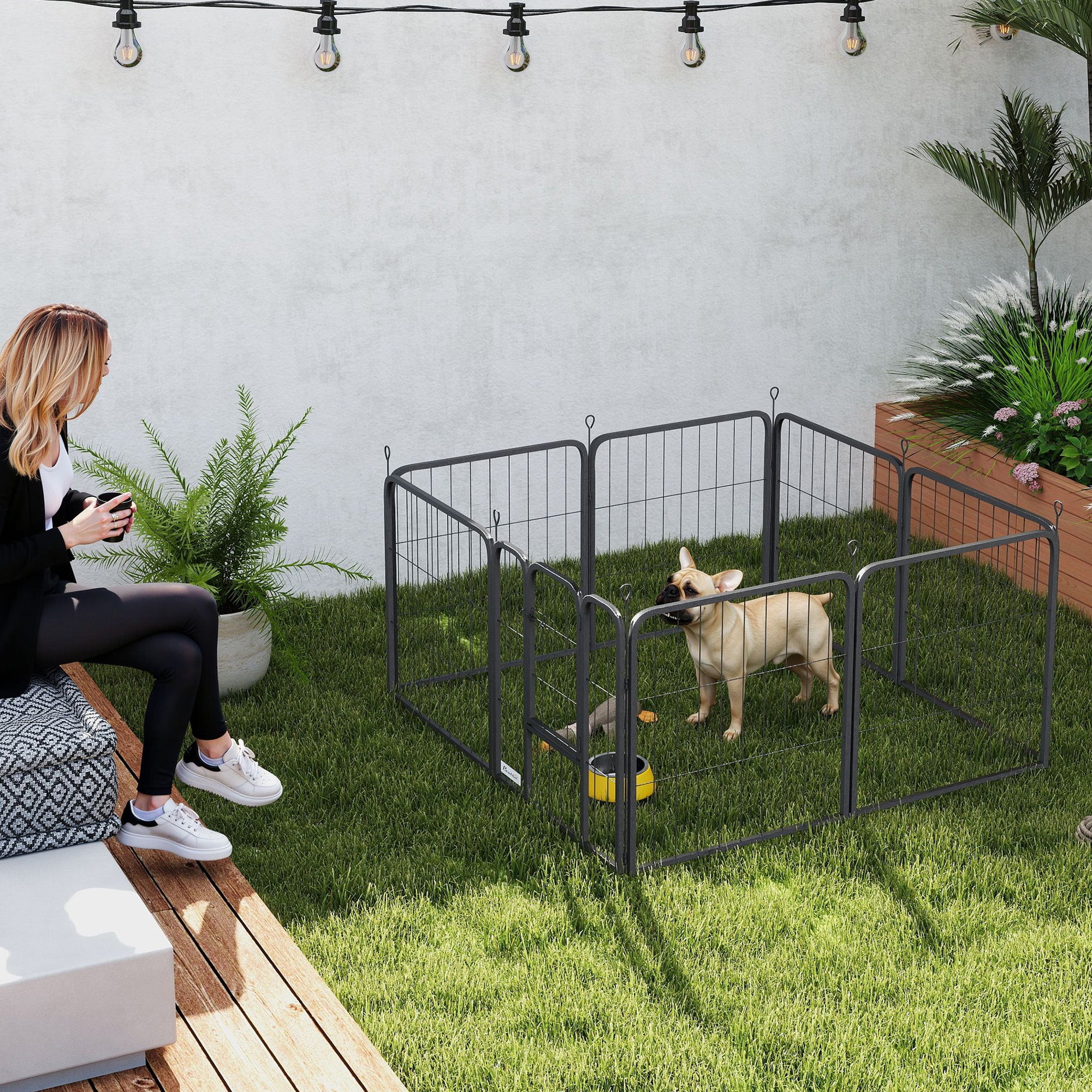 8 Panels Dog Playpen, 22"W x 24"H Heavy Duty Pet Fence with Door & Strap for Indoor Outdoor Backyard Garden, Portable & Foldable Puppy Pet Playpen for Small Dogs